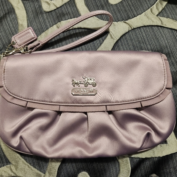 Coach Lavender Coloured Satin Wristlet/Clutch - Picture 1 of 3